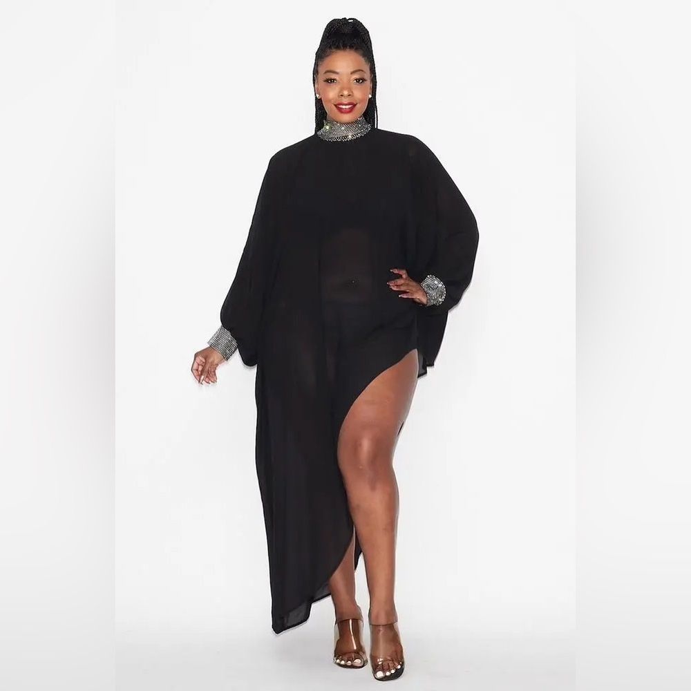 Abstract Diva Asymmetrical Top (Black)